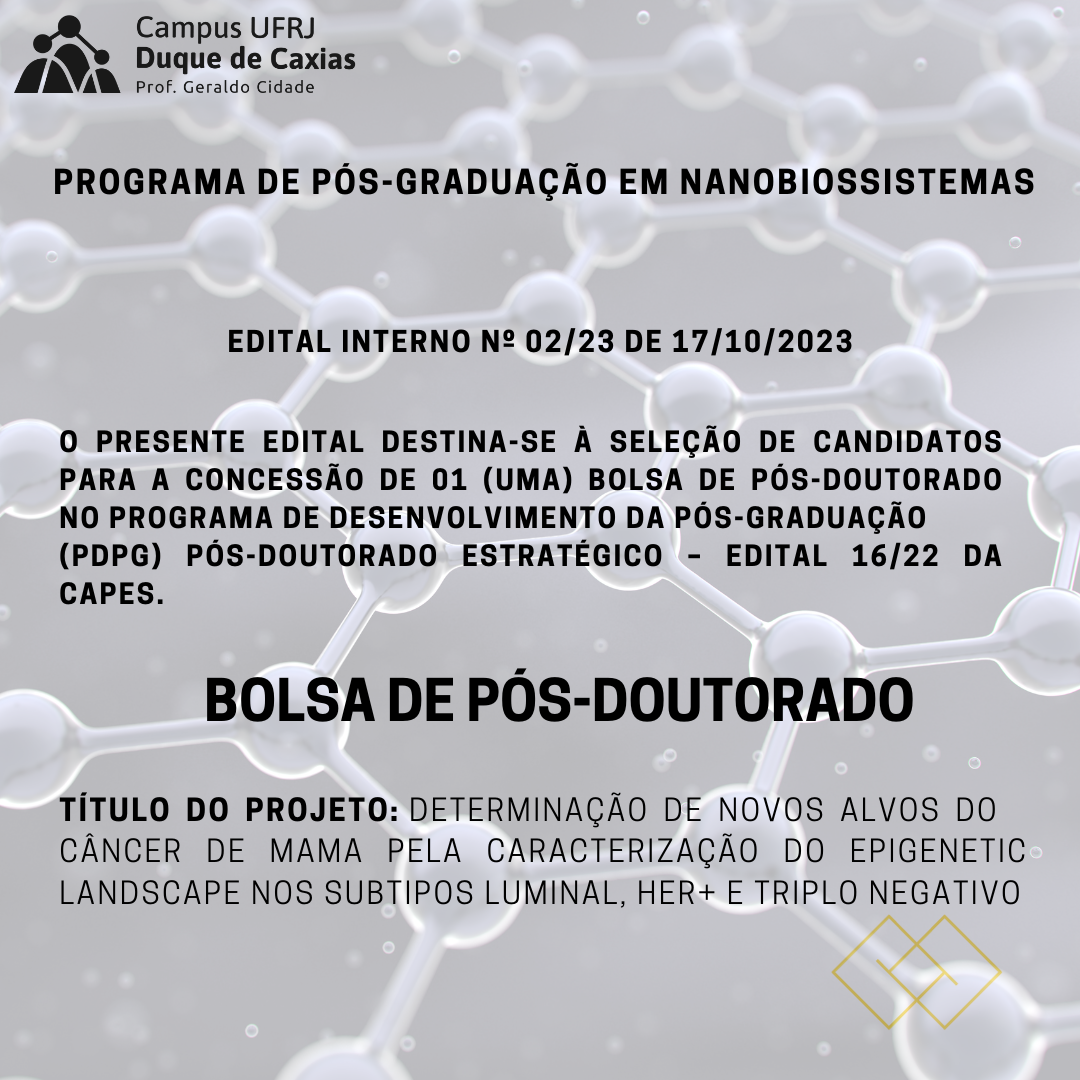 Edital para a concessão de 01 bolsa de pós-doutorado